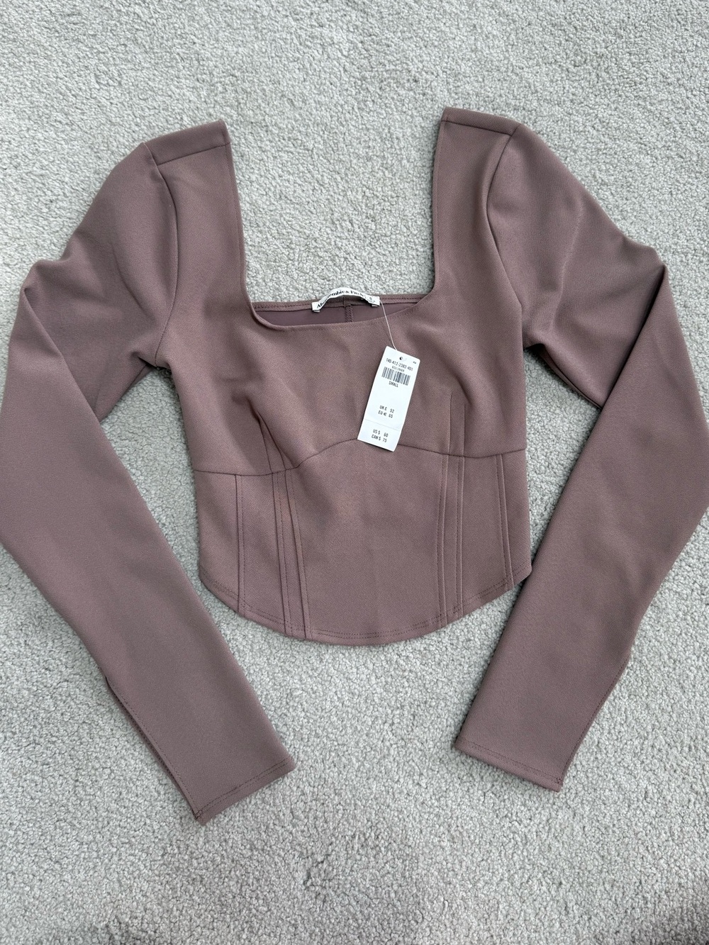 NWT Abercrombie & Fitch Long Sleeve Square Neck Corset Top